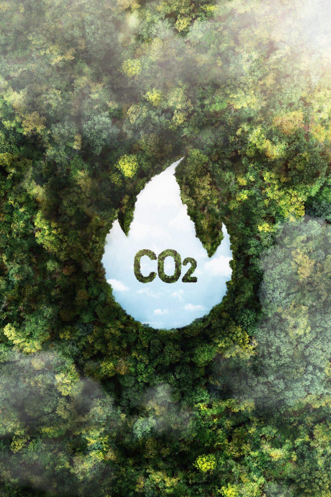 view-green-forest-trees-with-co2 green fern plant in close up photography